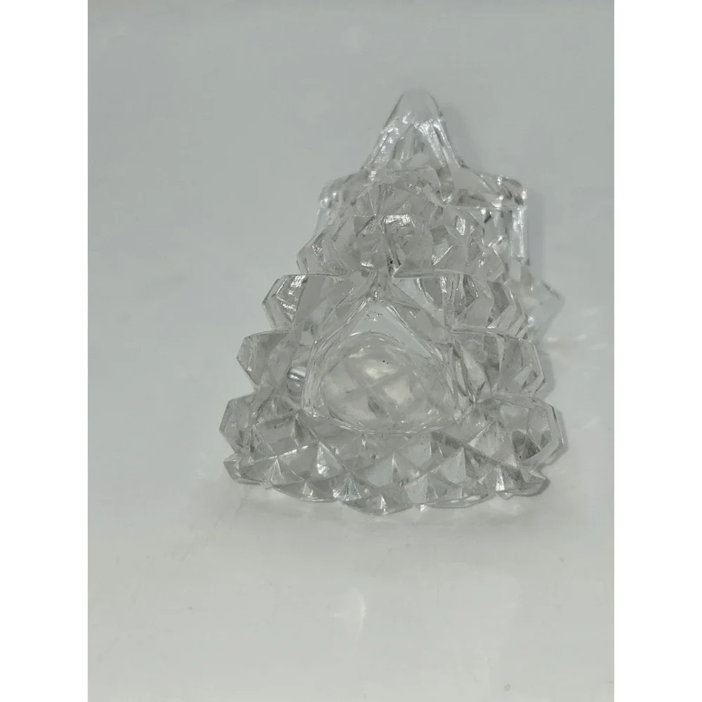 Vintage Cut Glass Toothpick Holder Sawtooth Rim Star Pattern